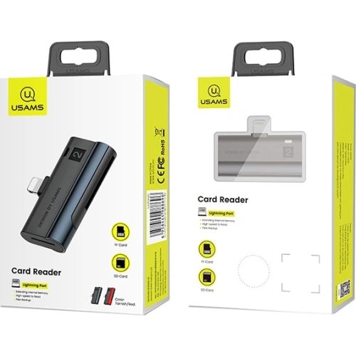 Czytnik kart SD/microSD USAMS ze złączem lightning czerwony/red SJ430DKQ02