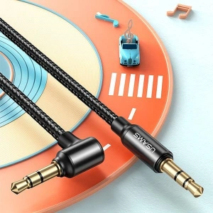 Wholesale USAMS Audio Nylon Cable jack 3.5mm - 3,5mm 1,2m black SJ557YP01 (US-SJ557) - USA202BLK - {ean13} - Hurt