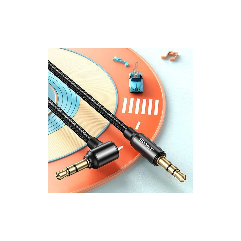 Wholesale USAMS Audio Nylon Cable jack 3.5mm - 3,5mm 1,2m black SJ557YP01 (US-SJ557) - USA202BLK - {ean13} - Hurt