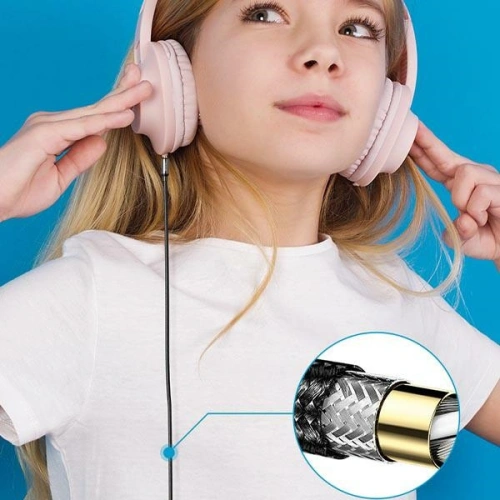 Kabel audio pleciony USAMS jack 3.5mm - 3,5mm 1,2m czarny/black SJ557YP01