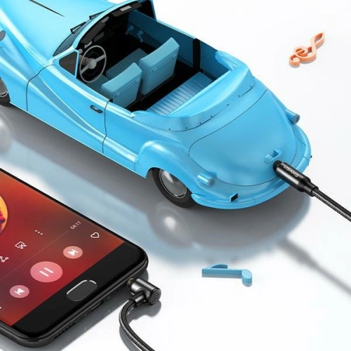 Kabel audio pleciony USAMS jack 3.5mm - 3,5mm 1,2m czarny/black SJ557YP01