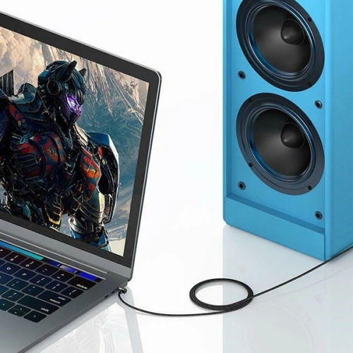 Kabel audio pleciony USAMS jack 3.5mm - 3,5mm 1,2m czarny/black SJ557YP01