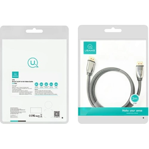 Kabel USAMS U75 DisplayPort - DisplayPort 1.4 HD 2.0m czarny/black 8K HD SJ532DP01
