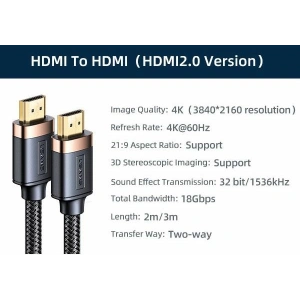 Hurtownia GSM - Kabel USAMS U74 HDMI - HDMI 2.0 3.0m czarny/black 4K HD SJ529HD01 - USA209BLK - {ean13} - Hurt