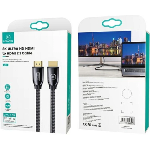 Kabel USAMS U67 HDMI - HDMI 2.1 2m 8K czarny/black Ultra HD SJ497HD01