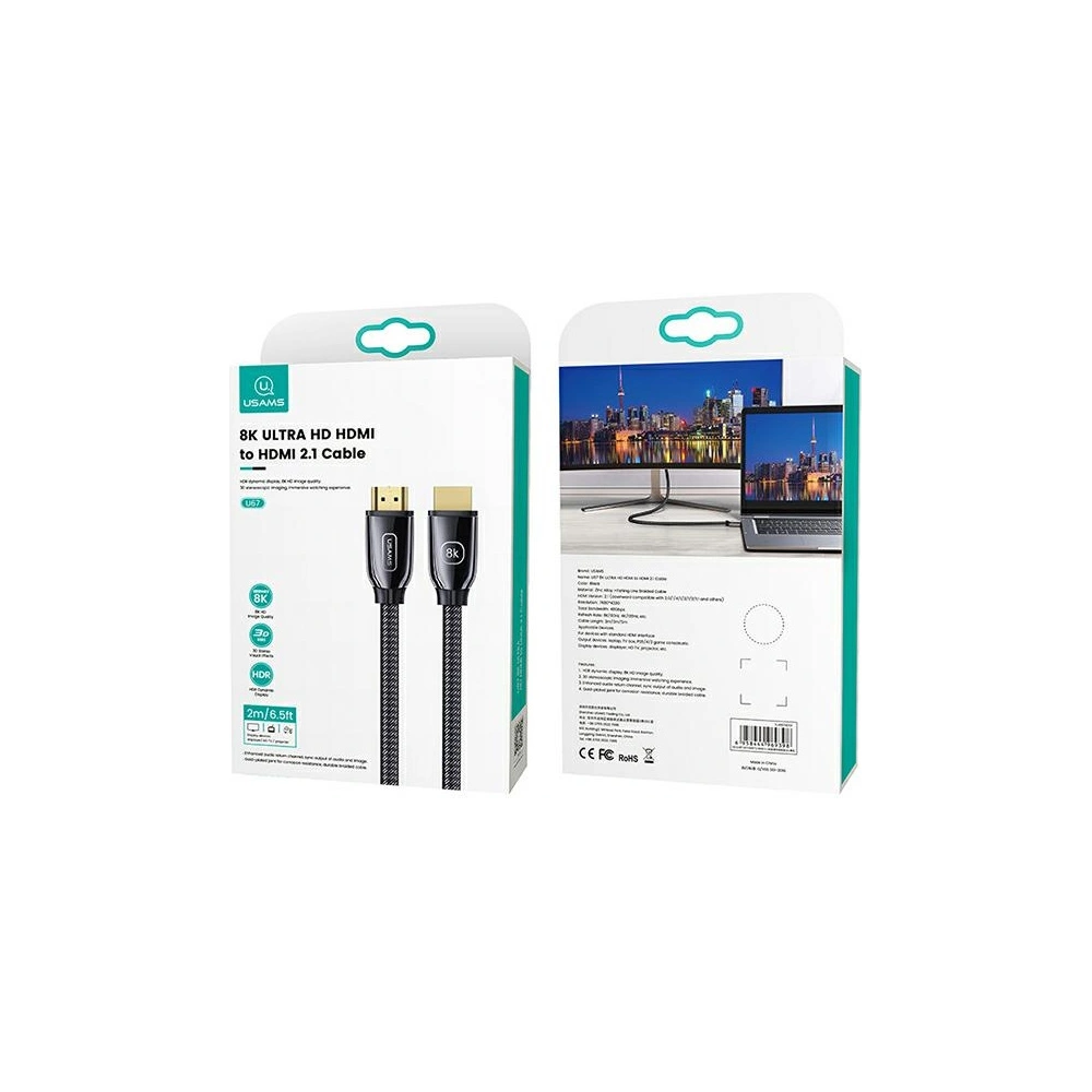 Hurtownia GSM - Kabel USAMS U67 HDMI - HDMI 2.1 2m 8K černý/black Ultra HD SJ497HD01 - USA210BLK - {ean13} - Hurt