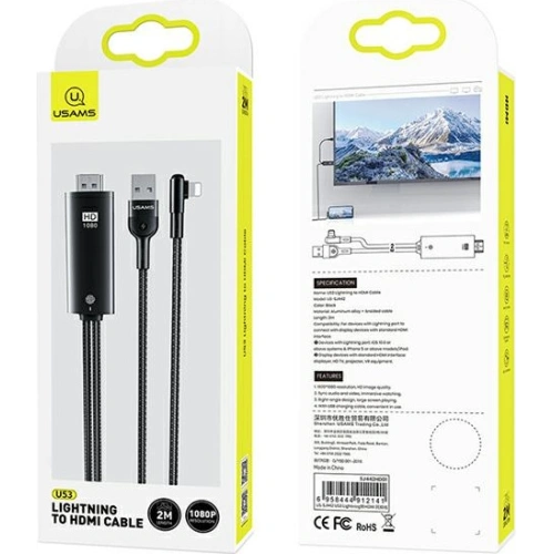 Kabel USAMS U53 HDMI - Lightning 2m czarny/black SJ442HD01