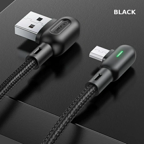 Kabel kątowy USAMS U57 MicroUSB 1,2m 2A czarny/black SJ458USB01