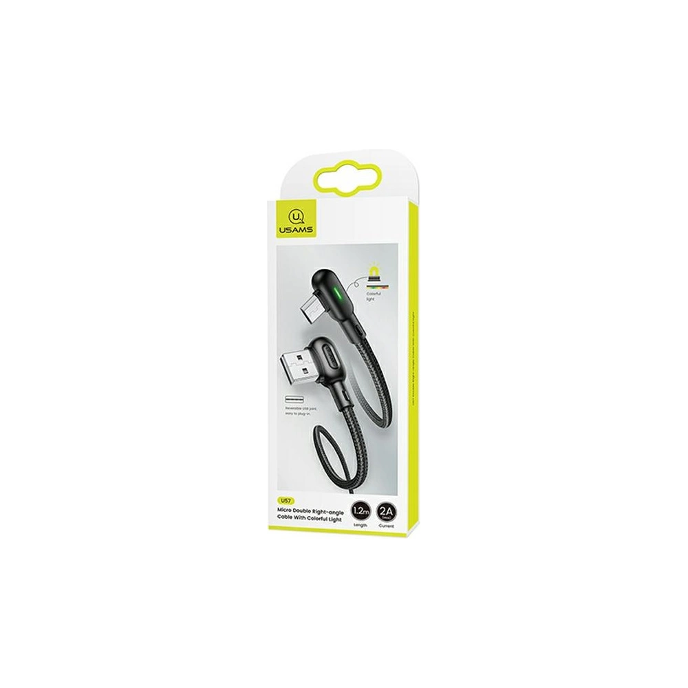 Hurtownia GSM - Kabel úhlový USAMS U57 MicroUSB 1,2m 2A černý/black SJ458USB01 - USA222BLK - {ean13} - Hurt