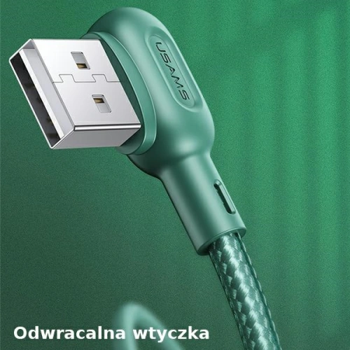 Kabel kątowy USAMS U57 MicroUSB 1,2m 2A zielony/green SJ458USB02