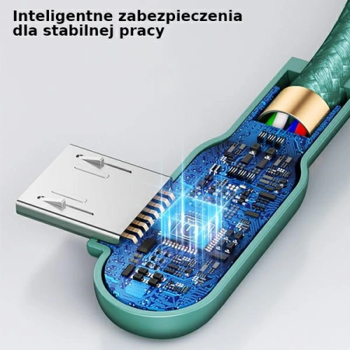 Kabel kątowy USAMS U57 MicroUSB 1,2m 2A zielony/green SJ458USB02