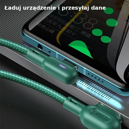 Kabel kątowy USAMS U57 MicroUSB 1,2m 2A zielony/green SJ458USB02
