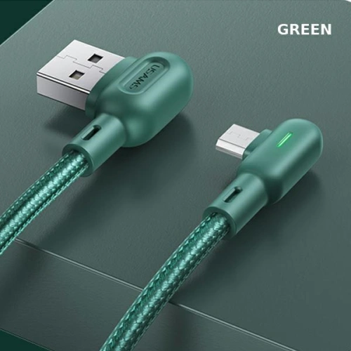 Kabel kątowy USAMS U57 MicroUSB 1,2m 2A zielony/green SJ458USB02
