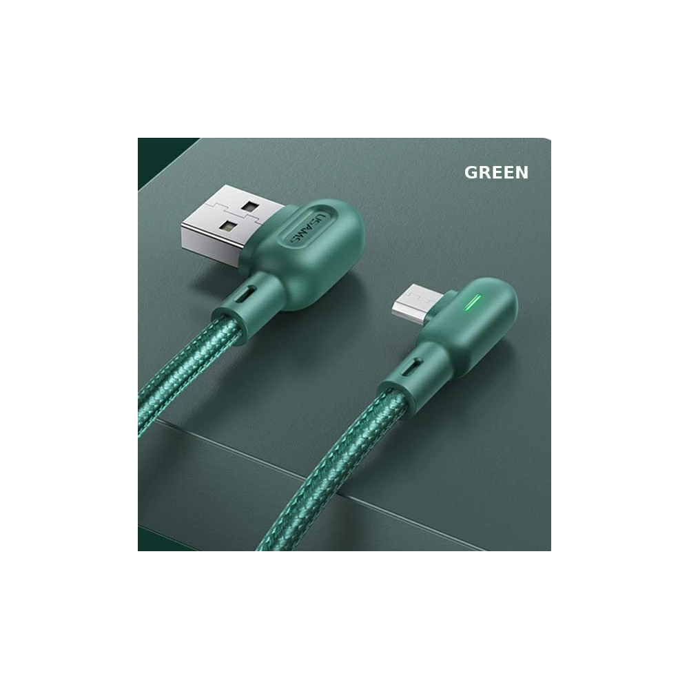 Hurtownia GSM - Úhlový kabel USAMS U57 MicroUSB 1,2m 2A zelený/green SJ458USB02 - USA223GRN - {ean13} - Hurt
