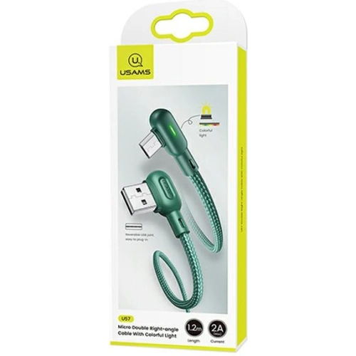 Kabel kątowy USAMS U57 MicroUSB 1,2m 2A zielony/green SJ458USB02