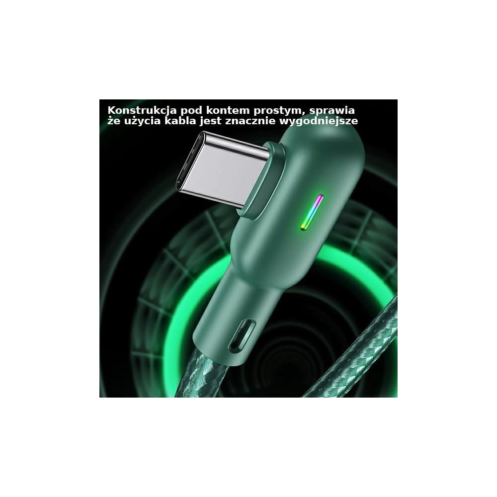 Wholesale USAMS Angle Cable U57 USB-C 1,2m 2A green SJ457USB02 (US-SJ457) - USA224GRN - {ean13} - Hurt