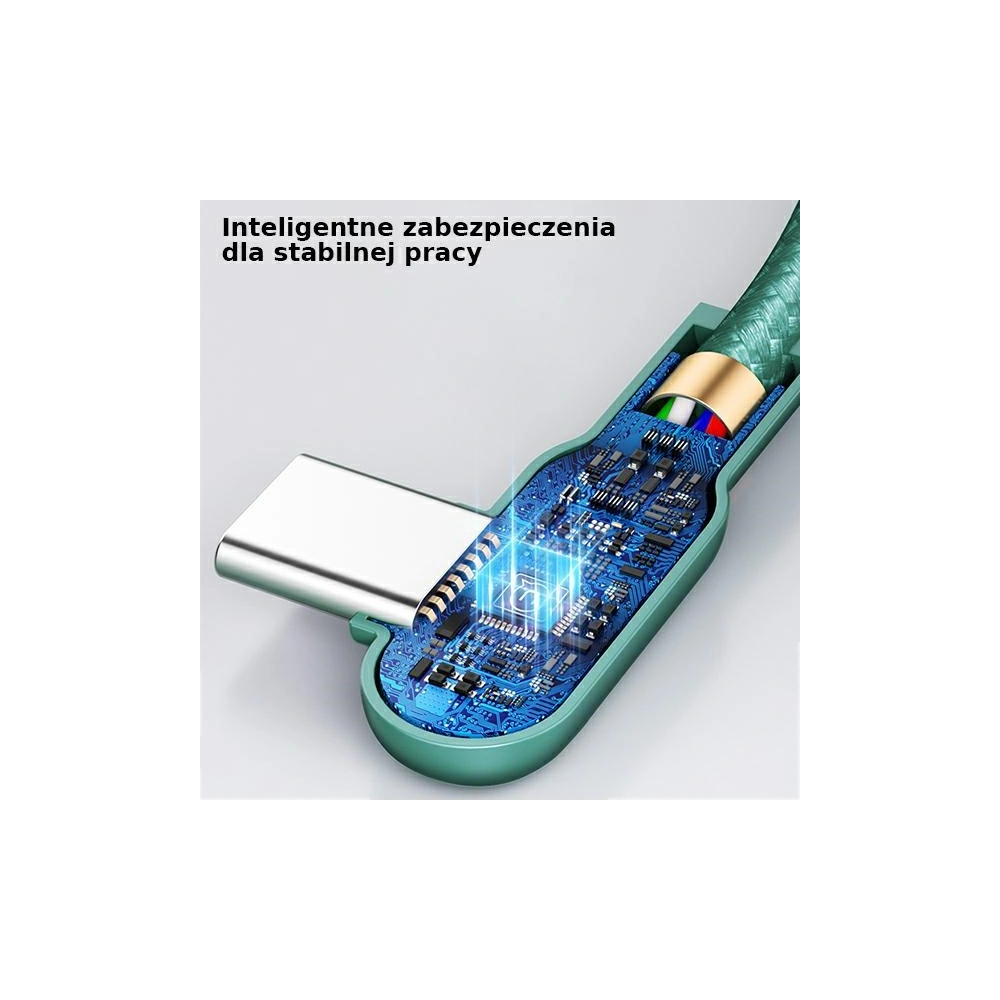 Hurtownia GSM - Úhlový kabel USAMS U57 USB-C 1,2m 2A zelený/green SJ457USB02 - USA224GRN - {ean13} - Hurt