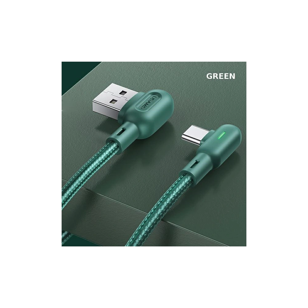 Hurtownia GSM - Kabel kątowy USAMS U57 USB-C 1,2m 2A zielony/green SJ457USB02 - USA224GRN - {ean13} - Hurt