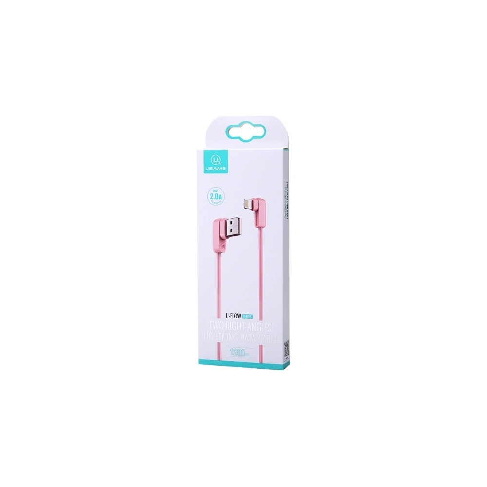 Hurtownia GSM - Kabel kątowy USAMS U-flow Lightning 1,2m 2A różowy/pink IPUSBCY03 - USA225PNK - {ean13} - Hurt