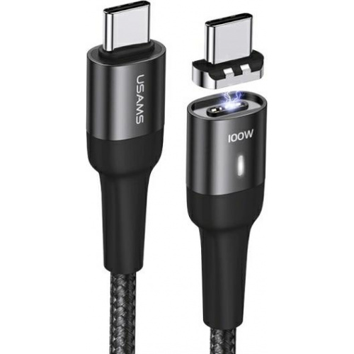 Usams Distributor - 6958444923048 - USA226BLK - USAMS Magnetic Nylon Cable U58 USB-C - USB-C 100W PD Fast Charge 5A 1.5m black SJ466USB01 (US-SJ466) - B2B homescreen
