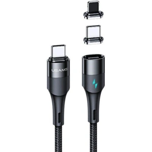 Hurtownia GSM - Kabel magnetyczny USAMS U66 USB-C na USB-C/ lightning 60W PD Fast Charge 1.2m pleciony czarny/black SJ495USB01 - USA227BLK - {ean13} - Hurt