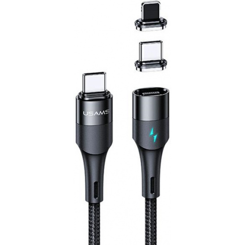 Hurtownia Usams - 6958444945651 - USA227BLK - Kabel magnetyczny USAMS U66 USB-C na USB-C/ lightning 60W PD Fast Charge 1.2m pleciony czarny/black SJ495USB01 - B2B homescreen