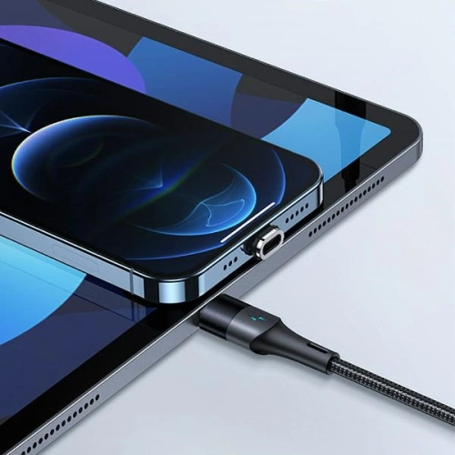 Kabel magnetyczny USAMS U66 USB-C na USB-C/ lightning 60W PD Fast Charge 1.2m pleciony czarny/black SJ495USB01