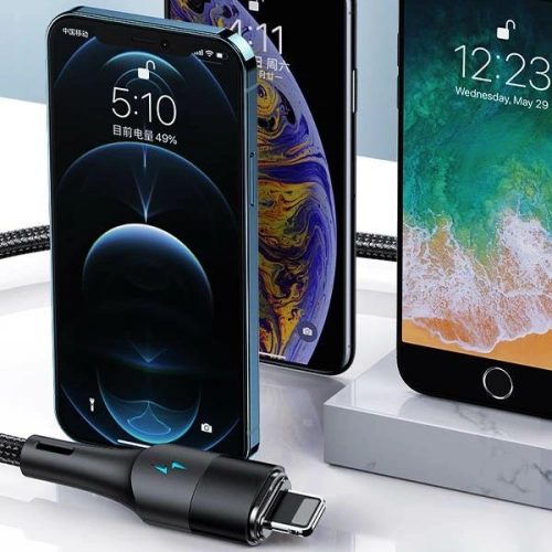 Kabel magnetyczny USAMS U66 USB-C na USB-C/ lightning 60W PD Fast Charge 1.2m pleciony czarny/black SJ495USB01