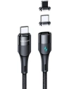 Wholesale USAMS Magnetic Nylon Cable U66 USB-C - USB-C/Lightning 60W PD Fast Charge 2.0m black SJ507USBXX01 (US-SJ507) - USA228BLK - {ean13} - Hurt