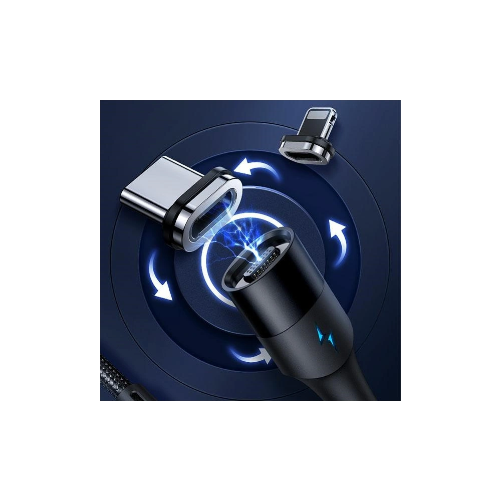 Hurtownia GSM - Kabel magnetický USAMS U66 USB-C na USB-C/ lightning 60W PD Fast Charge 2.0m pletený černý/black SJ507USBXX01 - USA228BLK - {ean13} - Hurt