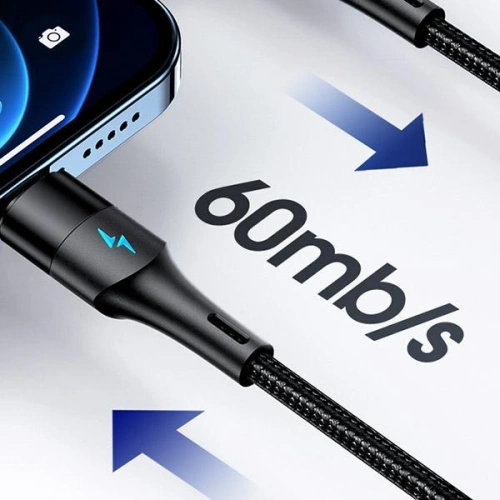 Kabel magnetyczny USAMS U66 USB-C na USB-C/ lightning 60W PD Fast Charge 2.0m pleciony czarny/black SJ507USBXX01