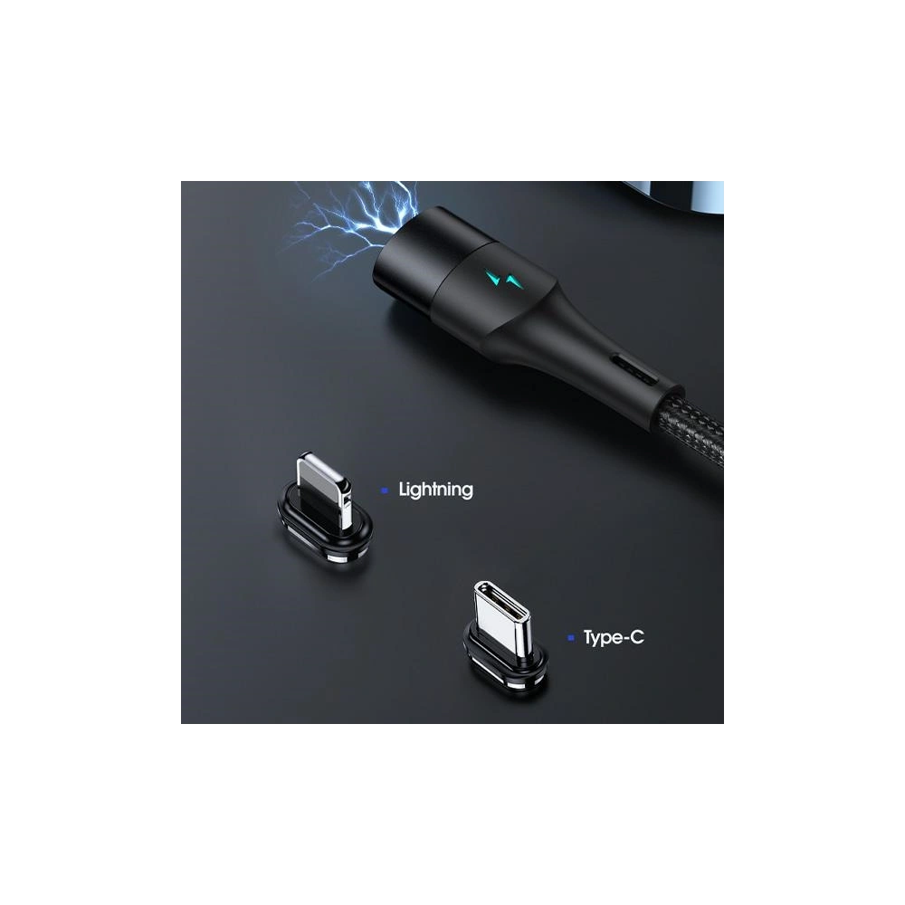 Hurtownia GSM - Kabel magnetický USAMS U66 USB-C na USB-C/ lightning 60W PD Fast Charge 2.0m pletený černý/black SJ507USBXX01 - USA228BLK - {ean13} - Hurt
