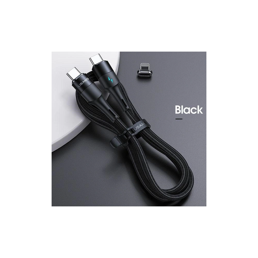 Hurtownia GSM - Kabel magnetický USAMS U66 USB-C na USB-C/ lightning 60W PD Fast Charge 2.0m pletený černý/black SJ507USBXX01 - USA228BLK - {ean13} - Hurt