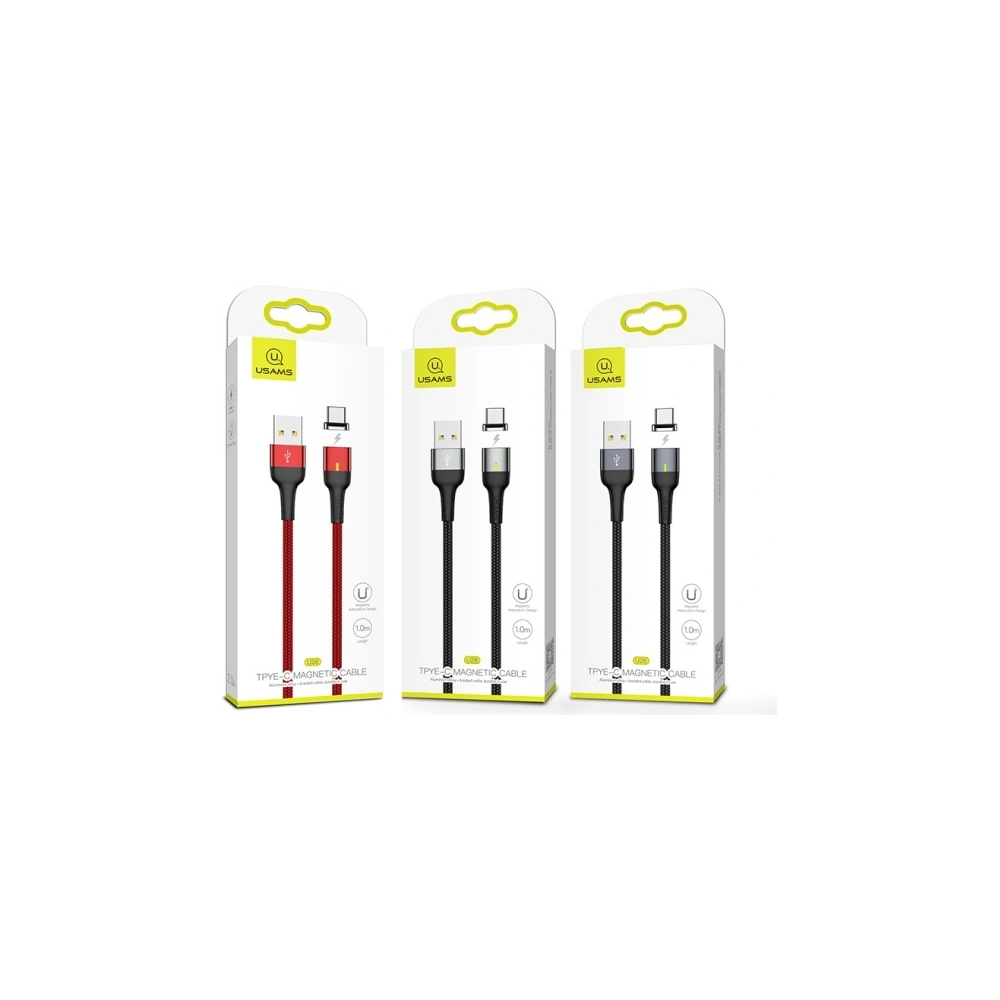Hurtownia GSM - Kabel magnetyczny USAMS U28 lightning 2.4A Fast Charge 1m pleciony szary/grey SJ326USB03 - USA231GRY - {ean13} - Hurt