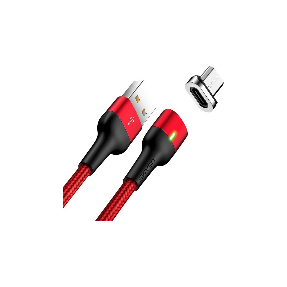 Hurtownia GSM - Kabel magnetyczny USAMS U28 microUSB 3A Fast Charge 1m pleciony czerwony/red SJ328USB02 - USA232RED - {ean13} - Hurt