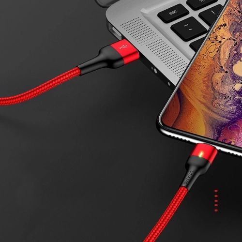 Kabel magnetyczny USAMS U28 microUSB 3A Fast Charge 1m pleciony czerwony/red SJ328USB02