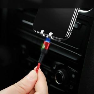 Wholesale USAMS Magnetic Nylon Cable U28 microUSB 3A Fast Charge 1m red SJ328USB02 (US-SJ328) - USA232RED - {ean13} - Hurt