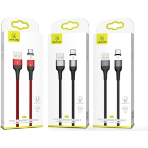 Wholesale USAMS Magnetic Nylon Cable U28 microUSB 3A Fast Charge 1m red SJ328USB02 (US-SJ328) - USA232RED - {ean13} - Hurt