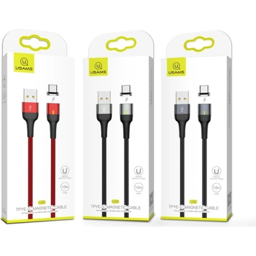 Kabel magnetyczny USAMS U28 microUSB 3A Fast Charge 1m pleciony szary/grey SJ328USB03