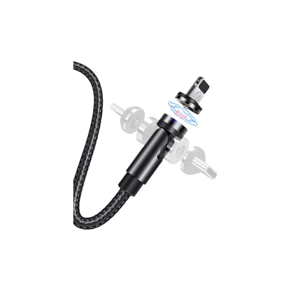 Wholesale USAMS Magnetic Nylon Cable U59 Lightning 2.1A Fast Charge 1m black SJ472USB01 (US-SJ472) - USA237BLK - {ean13} - Hurt