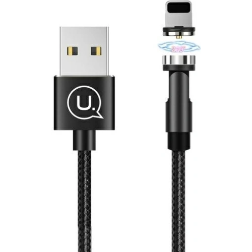 Kabel magnetyczny USAMS U59 lightning 2.1A Fast Charge 1m pleciony czarny/black SJ472USB01 regulowany kąt