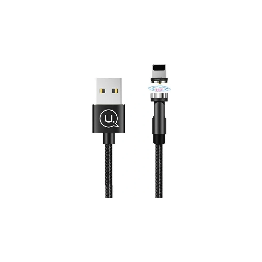 Wholesale USAMS Magnetic Nylon Cable U59 Lightning 2.1A Fast Charge 1m black SJ472USB01 (US-SJ472) - USA237BLK - {ean13} - Hurt