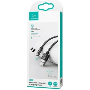 Hurtownia GSM - Kabel magnetyczny USAMS U59 lightning 2.1A Fast Charge 1m pleciony czarny/black SJ472USB01 regulowany kąt - USA237BLK - {ean13} - Hurt