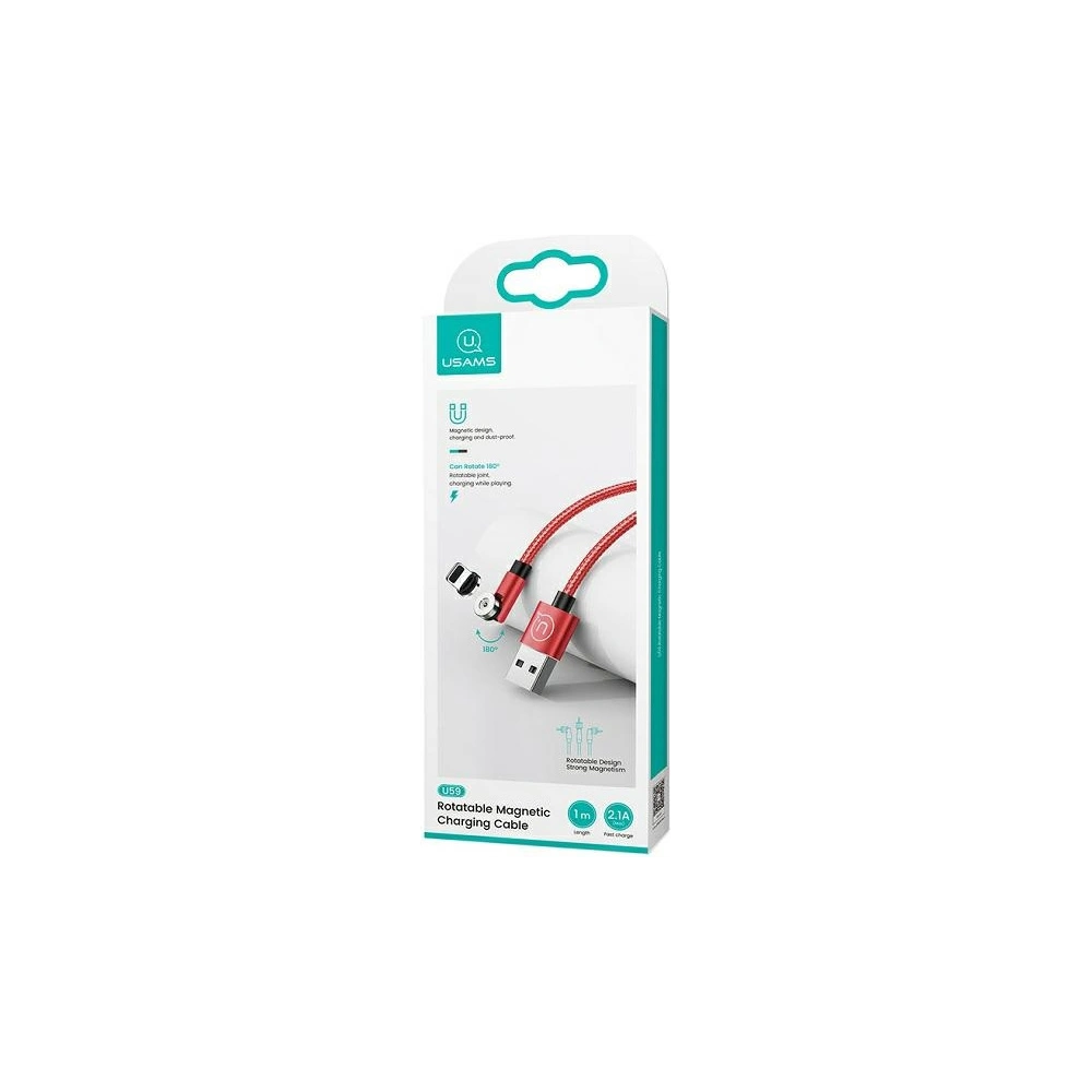 Hurtownia GSM - Kabel magnetyczny USAMS U59 lightning 2.1A Fast Charge 1m pleciony czerwony/red SJ472USB02 regulowany kąt - USA238RED - {ean13} - Hurt