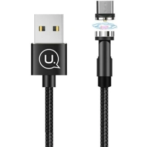Wholesale USAMS Magnetic Nylon Cable U59 microUSB 2.1A Fast Charge 1m black SJ474USB01 (US-SJ474) - USA239BLK - {ean13} - Hurt