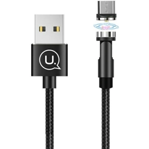 Kabel magnetyczny USAMS U59 microUSB 2.1A Fast Charge 1m pleciony czarny/black SJ474USB01 regulowany kąt