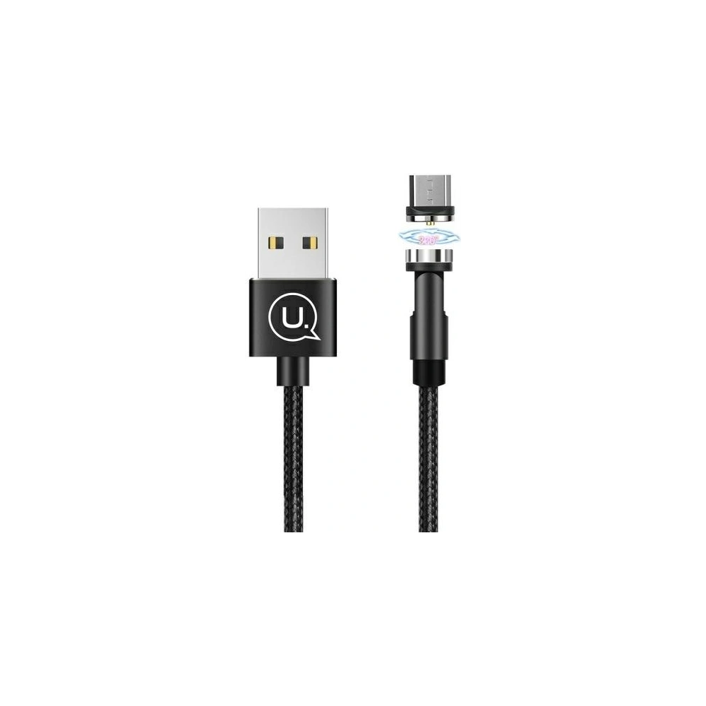 USAMS Magnetic Nylon Cable U59 microUSB 2.1A Fast Charge 1m black SJ474USB01 (US-SJ474)