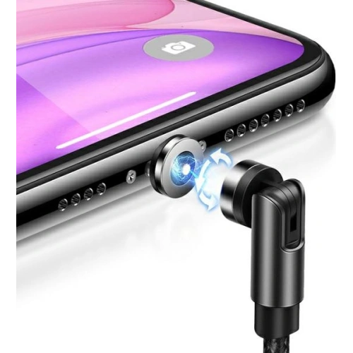 Kabel magnetyczny USAMS U59 microUSB 2.1A Fast Charge 1m pleciony czarny/black SJ474USB01 regulowany kąt