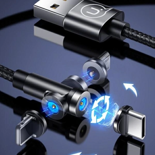 Kabel magnetyczny USAMS U59 microUSB 2.1A Fast Charge 1m pleciony czarny/black SJ474USB01 regulowany kąt