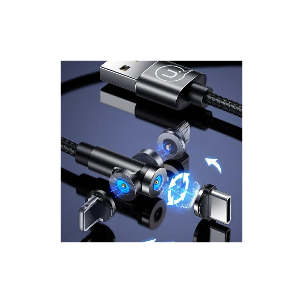 Kabel magnetický USAMS U59 microUSB 2.1A Fast Charge 1m pletený černý/black SJ474USB01 nastavitelný úhel